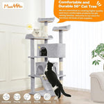 Made4Pets 56-inch Pet Cat Tree For Indoor Cats Multi-Level Cat Tree With 2 Apartments Cat Activity Center With Scratching Posts And Toys Light Gray