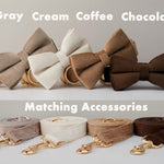 Multiple Colour Velvet Personalise Dog Collar Leash Set With Bow