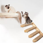 Four-layer Wooden Cat Climbing Frame With Sisal Rope Wall-mounted Multi-layer Cat Play Structure