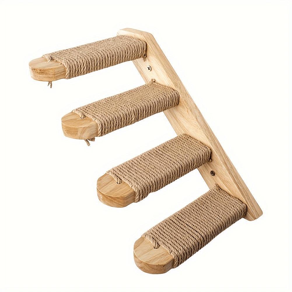 Four-layer Wooden Cat Climbing Frame With Sisal Rope Wall-mounted Multi-layer Cat Play Structure
