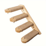Four-layer Wooden Cat Climbing Frame With Sisal Rope Wall-mounted Multi-layer Cat Play Structure