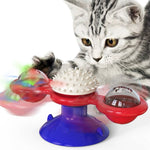 Cat Entertainment Set- Interactive Rotating Disk, Feather Teasers, Tumbler, Windmill Toy - Keeps Cats Active & Engaged