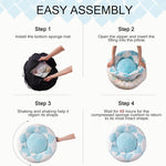 MEWOOFUN Donut Cat Bed For Indoor Cats - Round Washable Plush Pet Bed With Jacquard Shaggy Fabric & Non-Slip Bottom, Calming Small Dog Bed For Puppy & Kitten, 23 Inch Blue Check