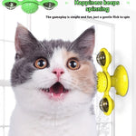 Cat Entertainment Set- Interactive Rotating Disk, Feather Teasers, Tumbler, Windmill Toy - Keeps Cats Active & Engaged