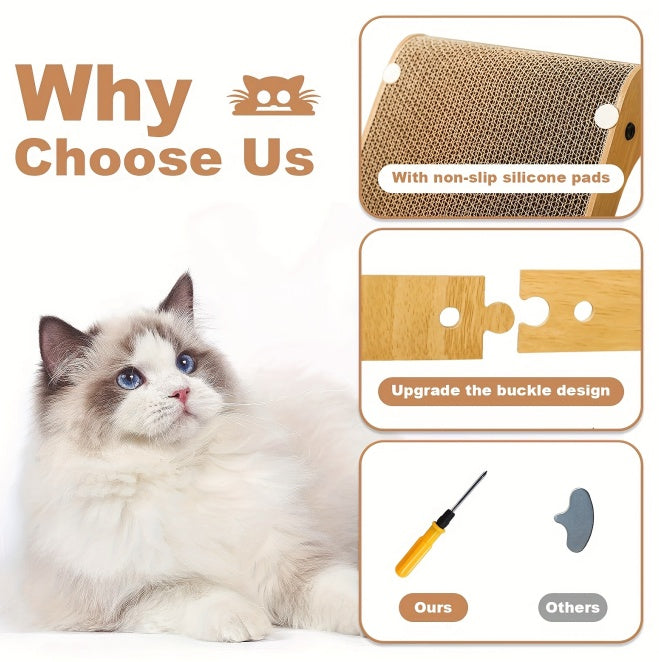 Large Size Cat Scratching Board, 23.6 Inch L Shape Cat Scratching Pad Wall Mounted, Cat Scratching Board With Ball Toy For Indoor Cats To Play