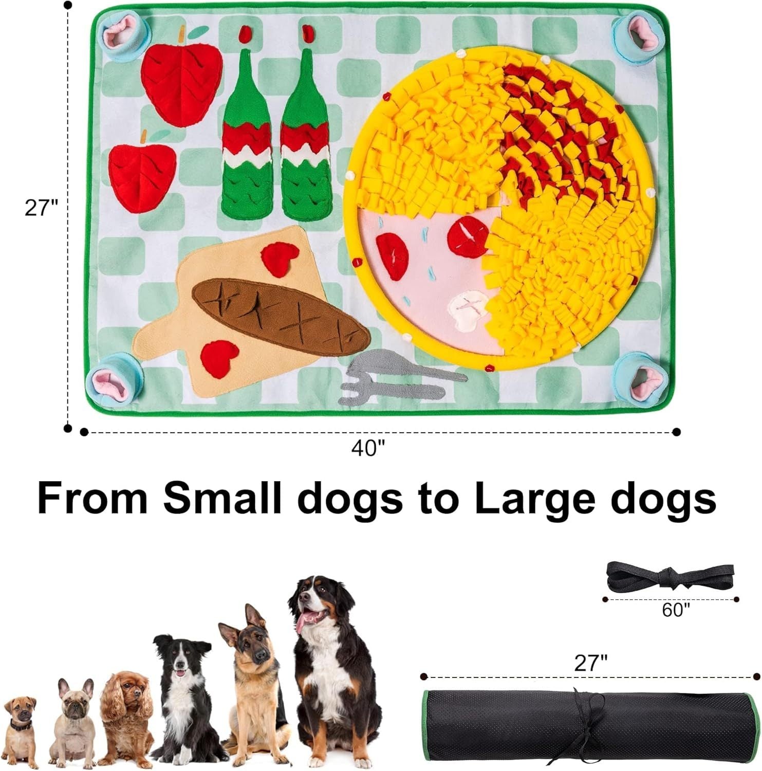 MEWOOFUN Washable Snuffle Mat For Dogs - Slow Feeder Puzzle Mat For Large & Small Dogs, Mental Stimulation Toy For Boredom Relief & Scent Training 16'' Round, Blue