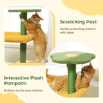 36.5 Inch Indoor Multi-layer Cactus Shape Cat Private Apartment Cat Tower With Cat Scratching Post And Plush Cat Bed