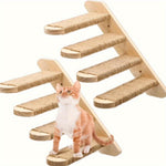 Four-layer Wooden Cat Climbing Frame With Sisal Rope Wall-mounted Multi-layer Cat Play Structure