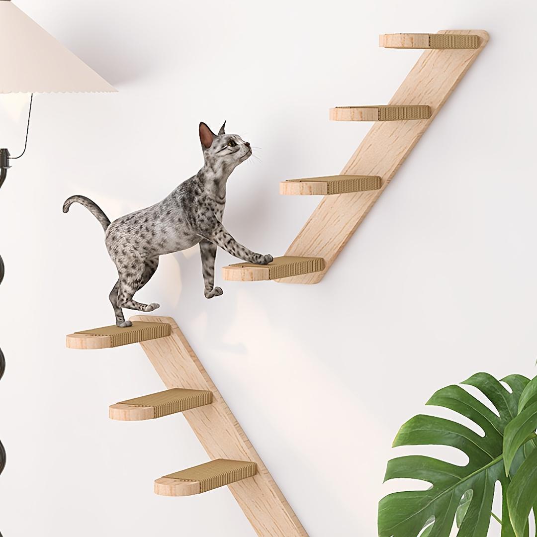 Four-layer Wooden Cat Climbing Frame With Sisal Rope Wall-mounted Multi-layer Cat Play Structure