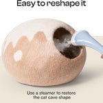 MEWOOFUN Handmade Wool Cat Cave Bed - Natural Felt Hideaway House For Indoor Cats & Kittens, Breathable Warm Pet Bed Grey, Medium