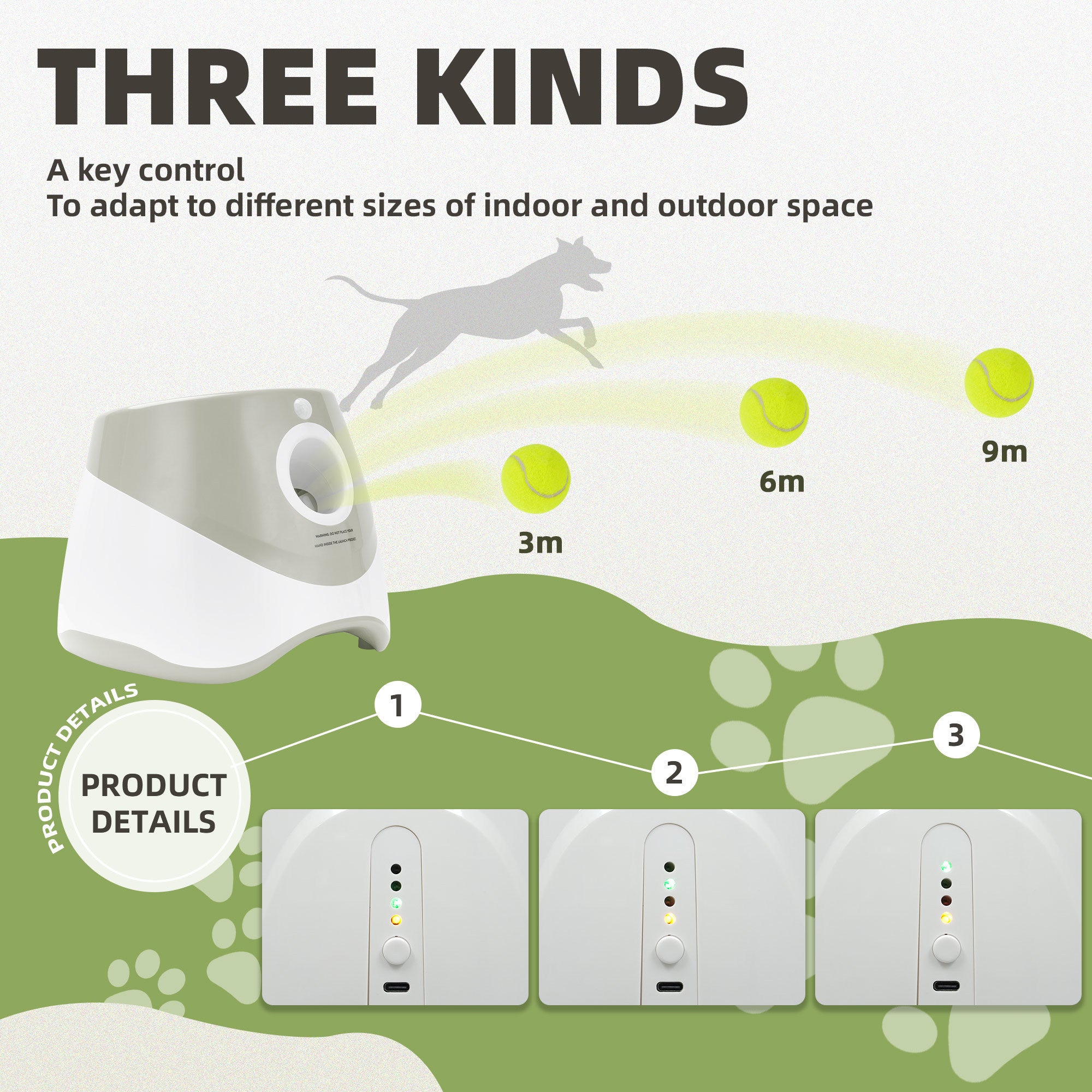 Only Supports Self Pickup  Automatic Dog Ball Launcher, Indoor Outdoor Interactive Dog Toy With Three Launch Ranges, Includes 6 Mini Tennis Balls And A Data Cable