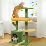 36.5 Inch Indoor Multi-layer Cactus Shape Cat Private Apartment Cat Tower With Cat Scratching Post And Plush Cat Bed