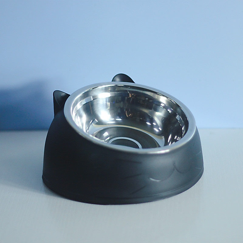 Stainless Steel Dog Bowl Double Bowl Cervical Protection Oblique Mouth Hot Pet Food Basin Supplies