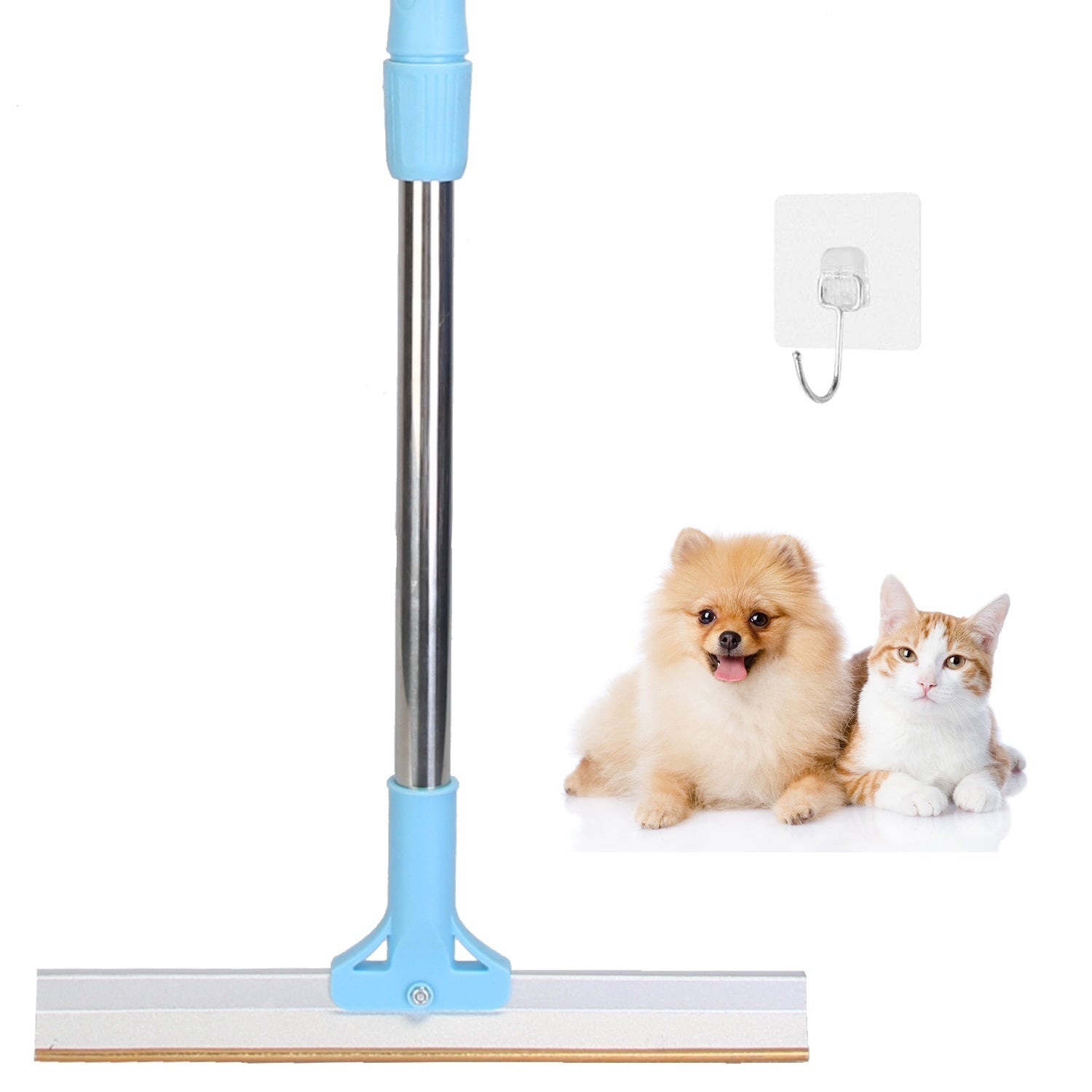 1Pc Pet Hair Removal Rake With 54.33in Adjustable Telescopic Rod Multi-Fabric Dog Cat Hair Scraper Lint Shaver For Carpet Rug Clothes Couch