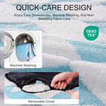 MEWOOFUN Donut Cat Bed For Indoor Cats - Round Washable Plush Pet Bed With Jacquard Shaggy Fabric & Non-Slip Bottom, Calming Small Dog Bed For Puppy & Kitten, 23 Inch Blue Check