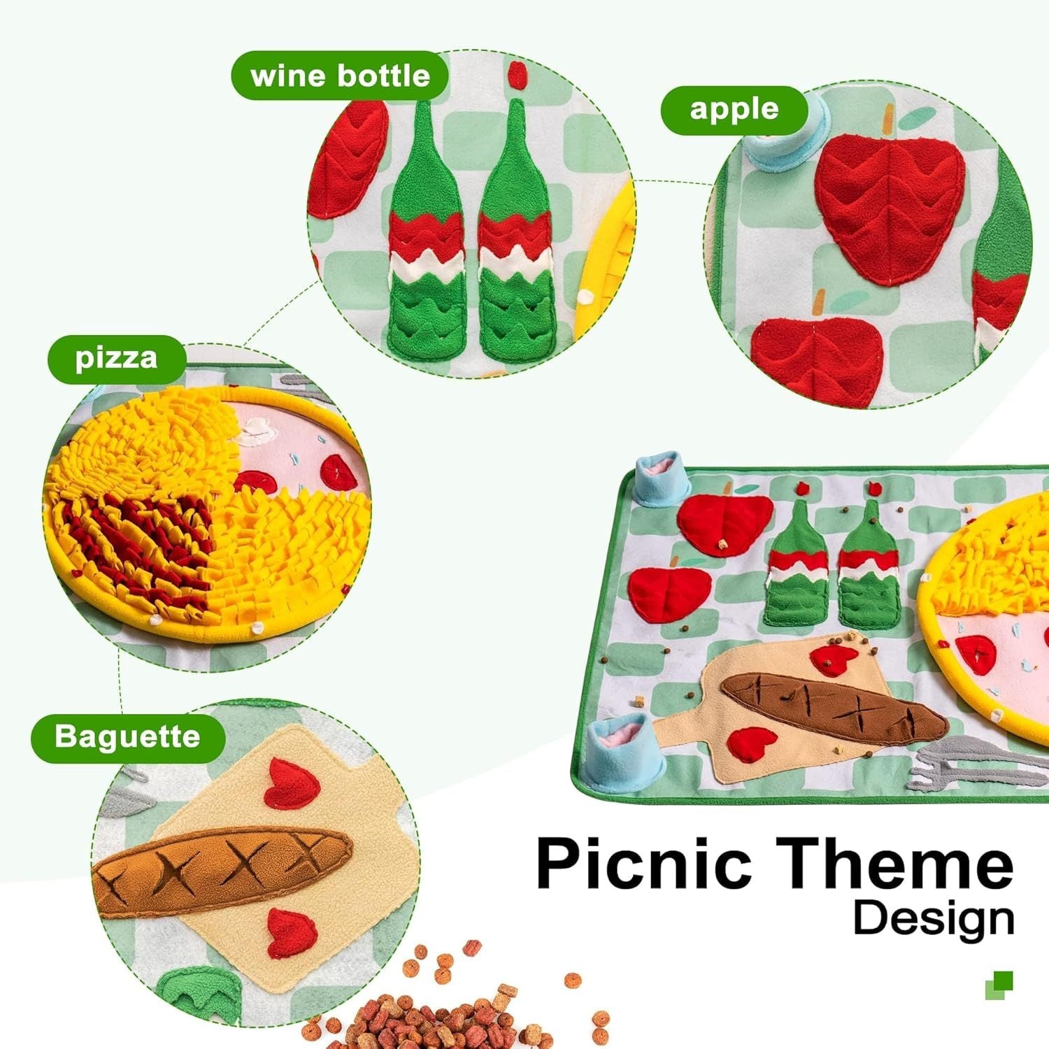 MEWOOFUN Washable Snuffle Mat For Dogs - Slow Feeder Puzzle Mat For Large & Small Dogs, Mental Stimulation Toy For Boredom Relief & Scent Training 16'' Round, Blue