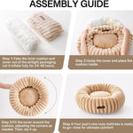 MEWOOFUN Donut Cat Bed - Washable Round Pet Bed For Indoor Cats & Kittens, Fluffy Non-Slip Calming Bed For Small Dogs, Light Brown