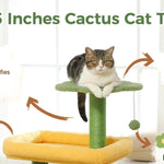 36.5 Inch Indoor Multi-layer Cactus Shape Cat Private Apartment Cat Tower With Cat Scratching Post And Plush Cat Bed