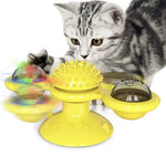 Cat Entertainment Set- Interactive Rotating Disk, Feather Teasers, Tumbler, Windmill Toy - Keeps Cats Active & Engaged