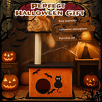 Halloween Cat Tree, Cat Tower Cat Tree For Indoor Cats With Spacious Cat Condo, Large Platform, Sisal Scratching Post, Orange & Black