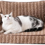 Mewoo Orthopedic Cat Couch For Indoor Cats - 26x19x11.8 Inch Pet Bed With Removable Washable Cover & Non-Slip Bottom, Small Dog Bed For Puppies, Brown