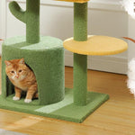 36.5 Inch Indoor Multi-layer Cactus Shape Cat Private Apartment Cat Tower With Cat Scratching Post And Plush Cat Bed