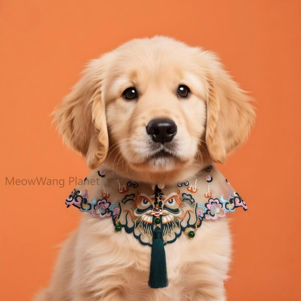 Handmade Chinese Embroidered Pet Shawl Hanfu Style Cloud Shoulder Bib Neck Wrap For Cats Small Dogs Elegant Pet Scarf