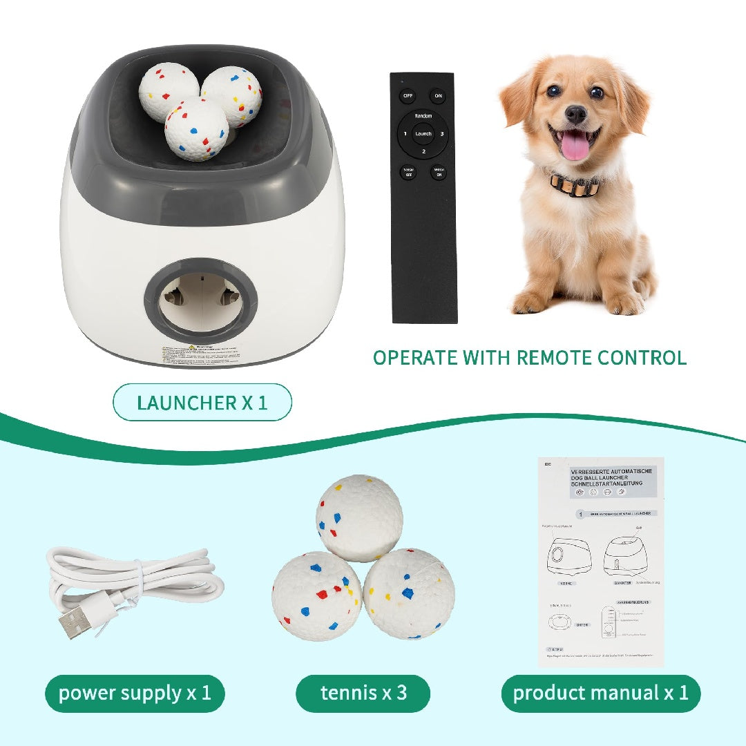 Only Supports Self Pickup  Dog Ball Thrower, Automatic Ball Launcher, Indoor-Outdoor Interactive Dog Toy With Three Scopes, Includes Balls And A Data Cable, Grey-Green